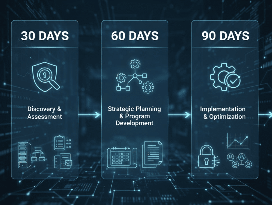 Virtual CISO Implementation Guide: What to Expect in Your First 90 Days